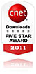 CNET Download.com Five Star Award 2011